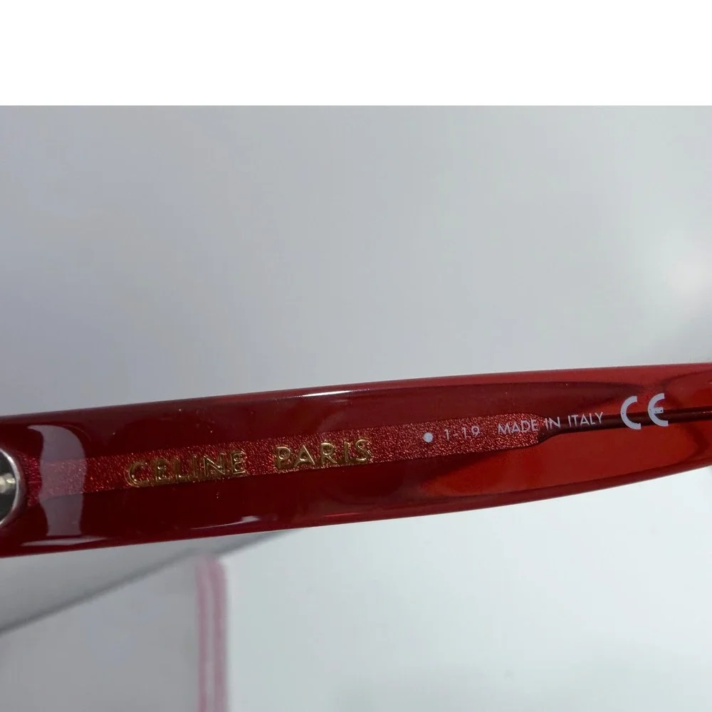 Celine NEW Sunglasses Womens Red Square Oversized CL40096I 66N Transparent Red
